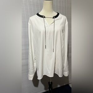 NWT Calvin Klein Women's V-Neck Tank with Faux-Leather and Chain